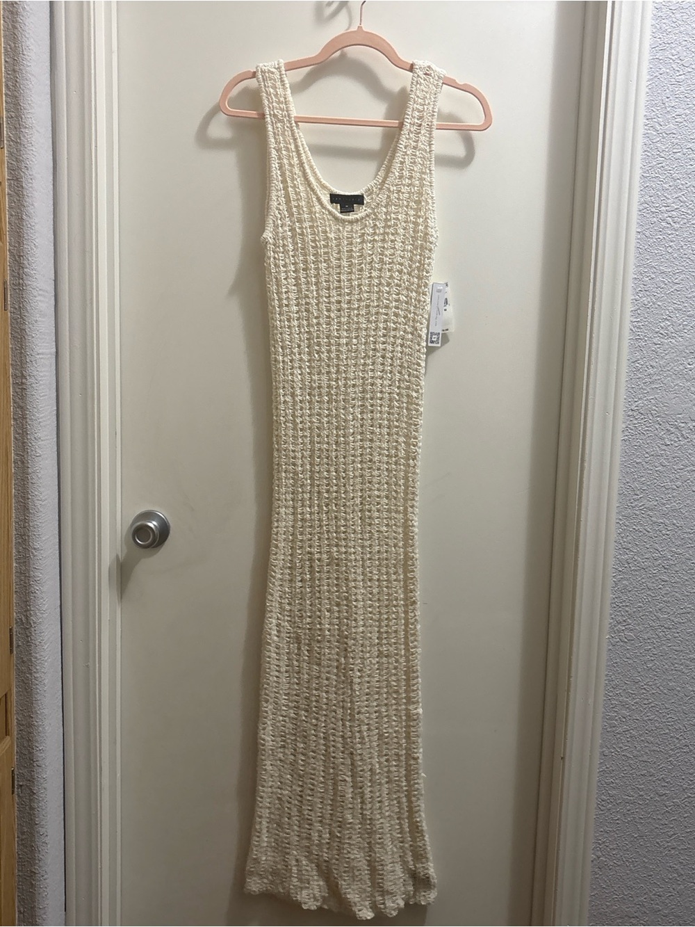 Sanctuary Cream Ribbed Knit Maxi Tank Dress